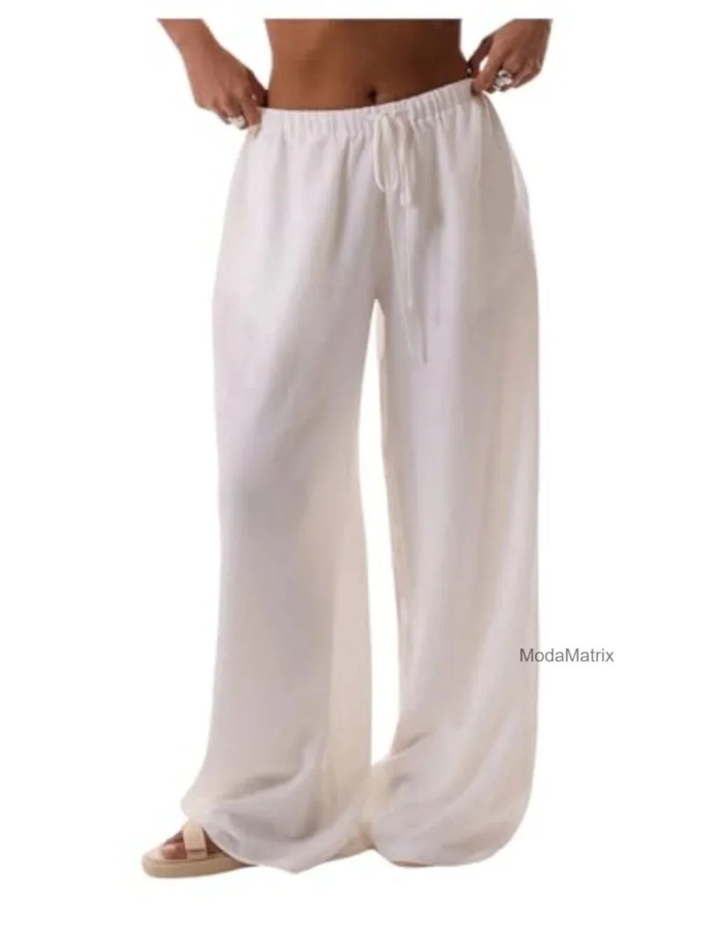 Wide Leg Linen Pants Beach Cover Up Vacation Outfits Loose Fit Soft Breathable